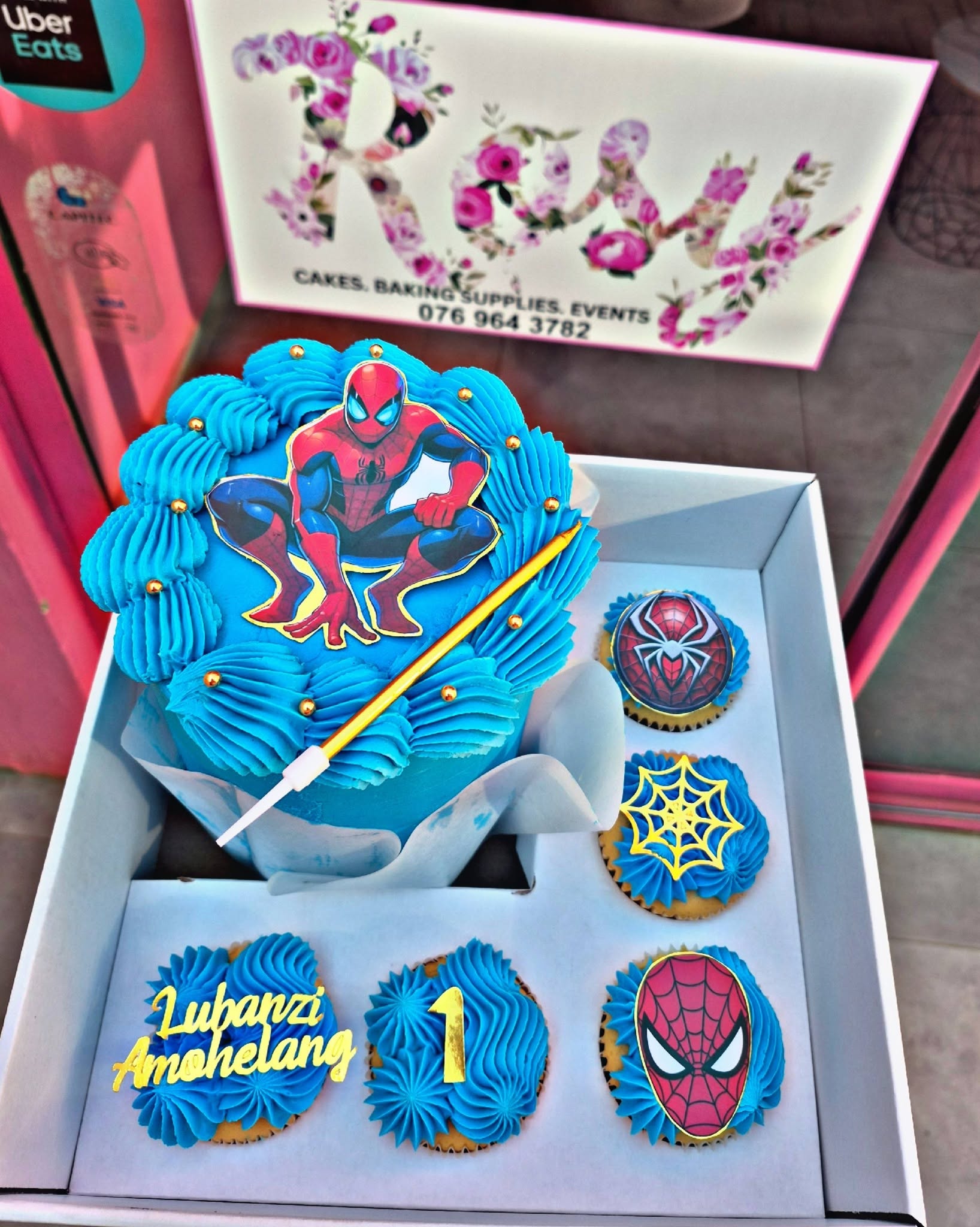 Spider-Man First Birthday Cake by Rosy's Cakes and Events